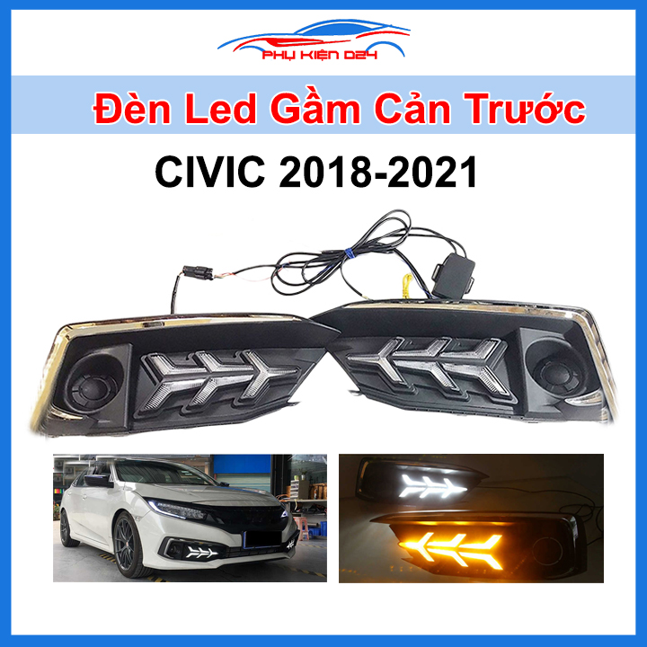 Đèn led gầm cản trước ô tô Civic 2018-2021 chuẩn form, độ led chiếu sáng, trang trí xe hơi cực chất