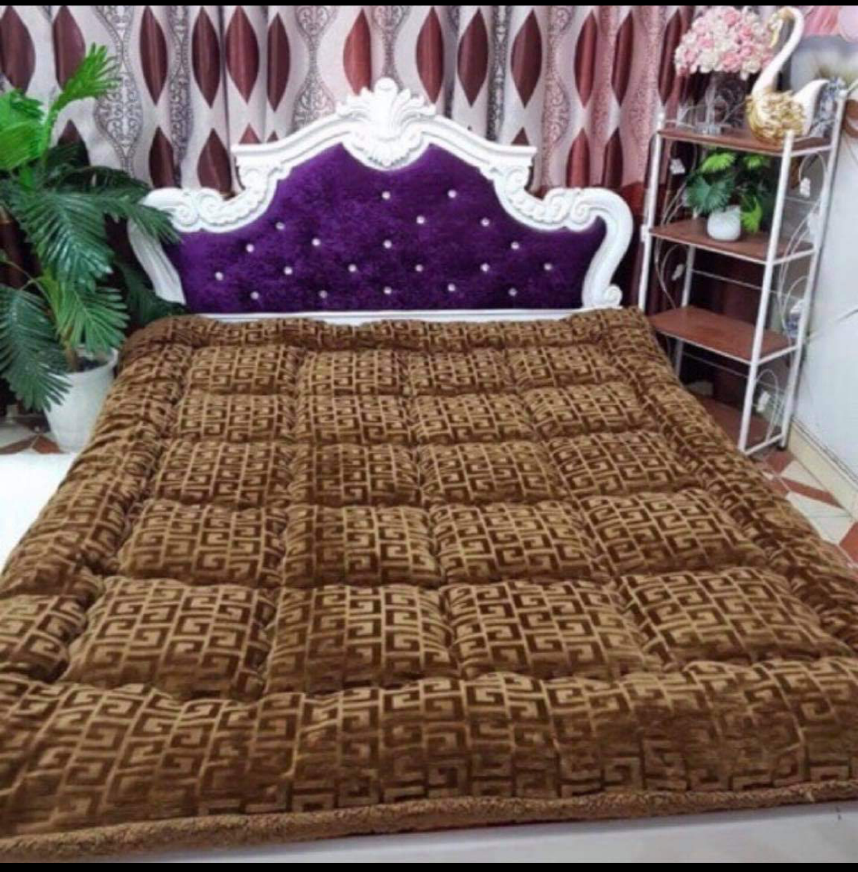 [TẶNG ĐÈN NGỦ CẢM ỨNG ] Chăn Lông Cừu Đại Hàn Dập Vân Chữ Vạn 2mx2m2 -Đại Hàn Siêu Ấm