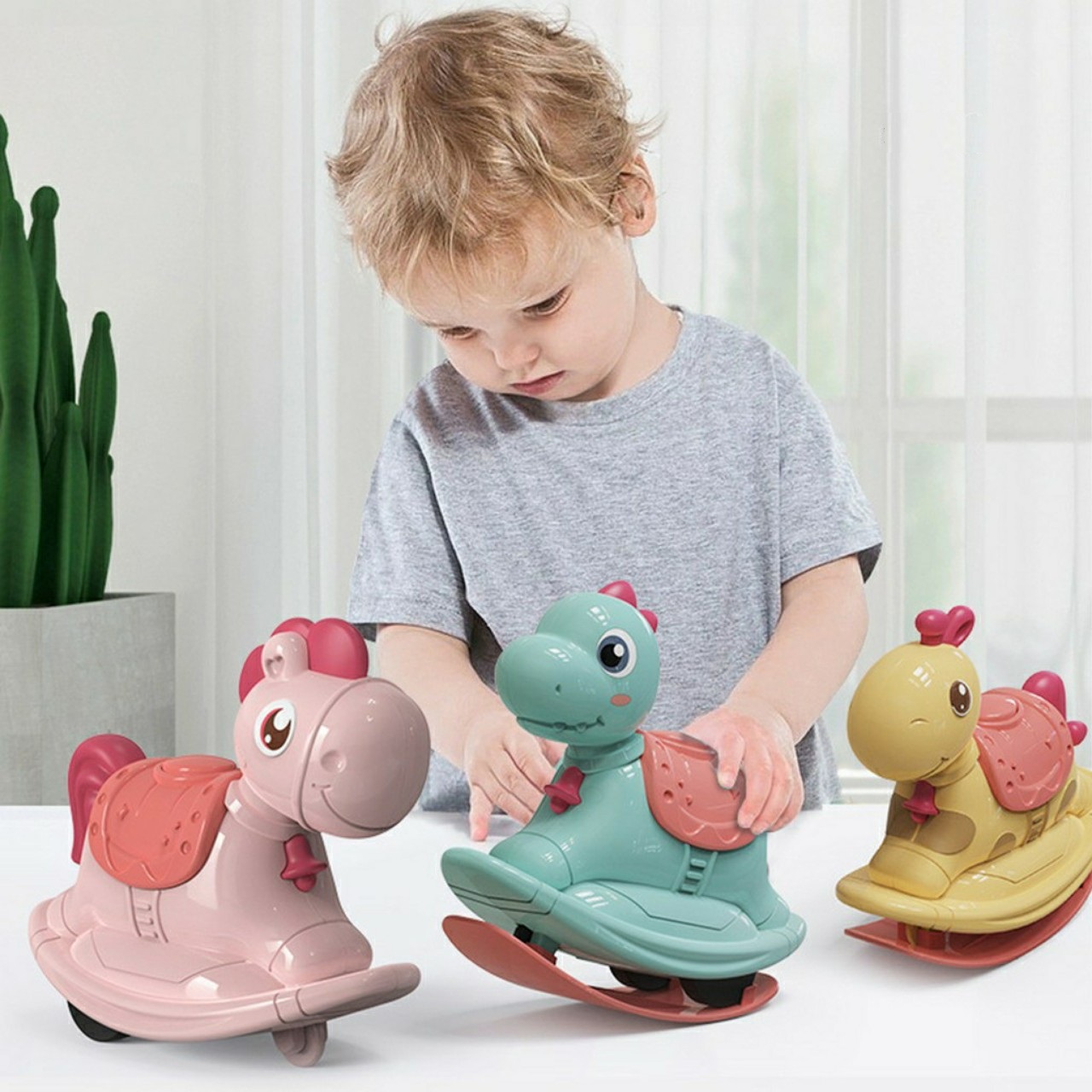 Đồ Chơi Xe Ngựa Bập Bênh Và Chạy Cót 2in1 Cho Bé