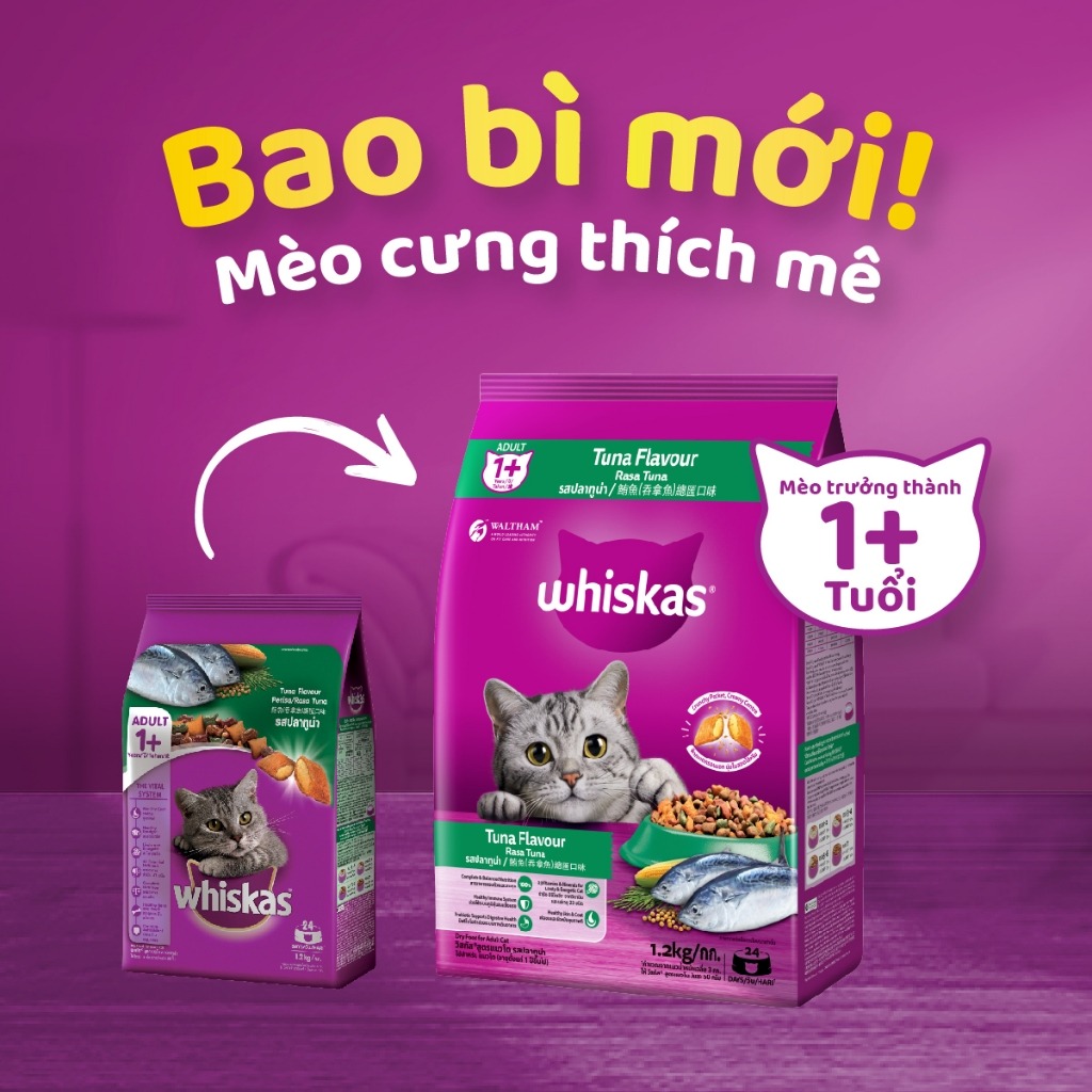 Thức Ăn Hạt Cho Mèo Lớn Whiskas Gói 3kg - [Nông Trại Thú Cưng]