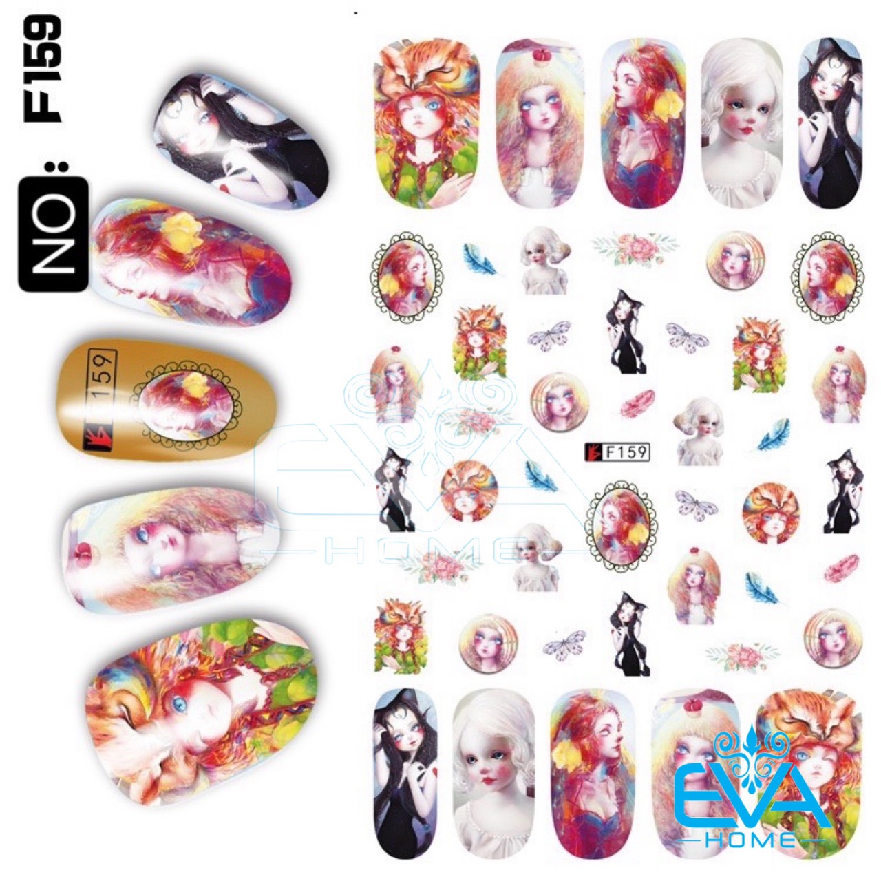 [HCM]Decal Dán Móng Tay 3D Nail Sticker Hoạ Tiết Nhân Vật Truyện Tranh Phong Cách Châu Âu Anime Girls F159