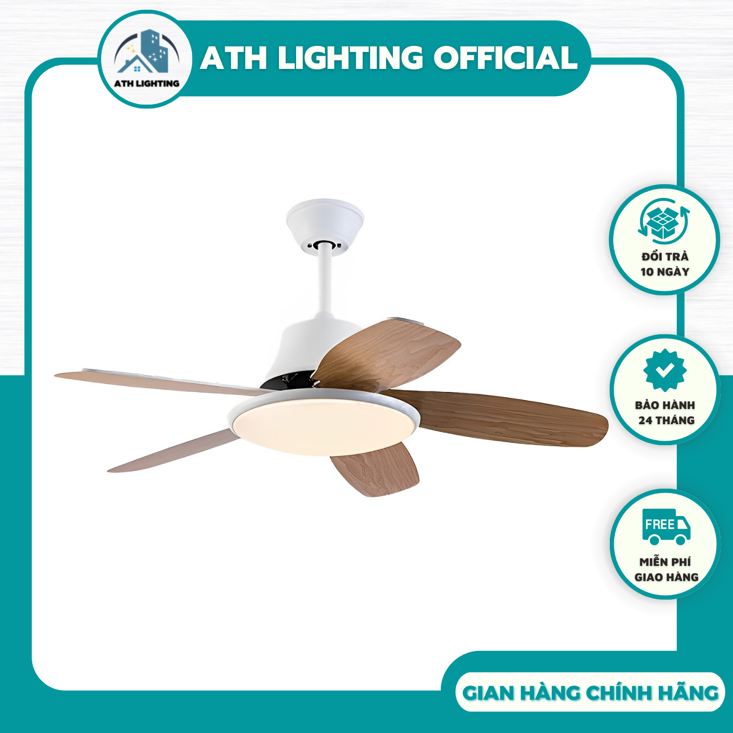 Quạt Trần ATH LIGHTING, Loại Quạt Trần Đèn Led 3 Chế Độ Ánh Sáng Có Điều