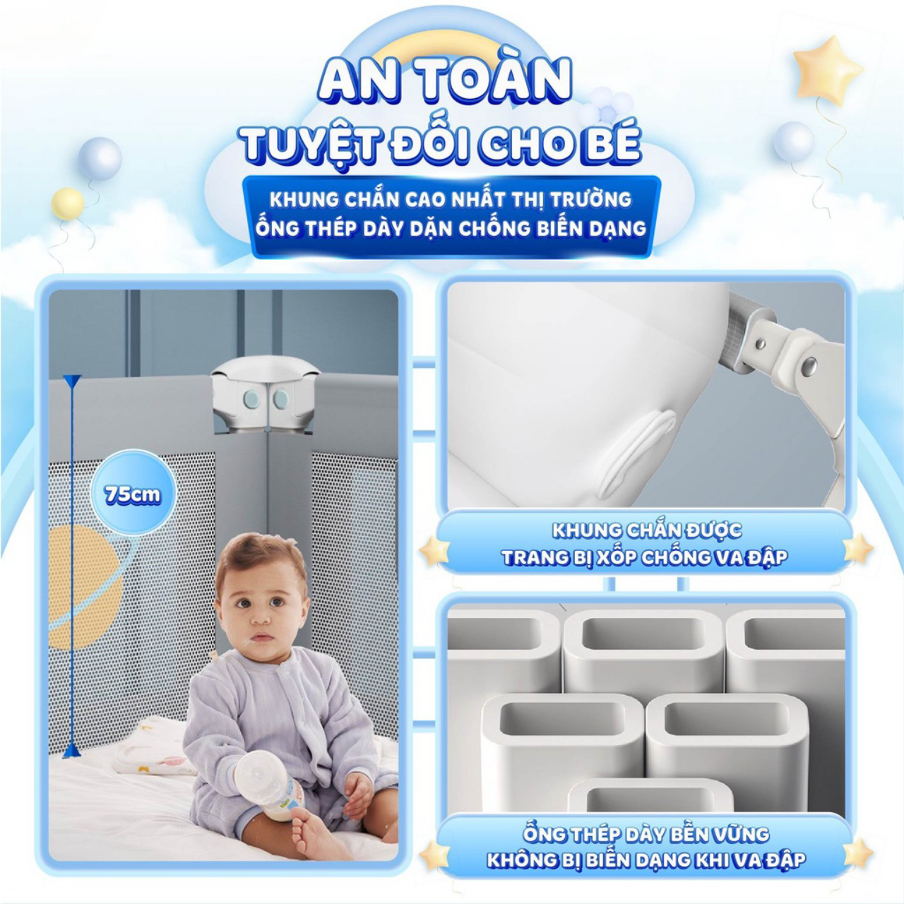 Thanh Chắn Giường Cho Bé N1s ,Umoo Chắc Chắn