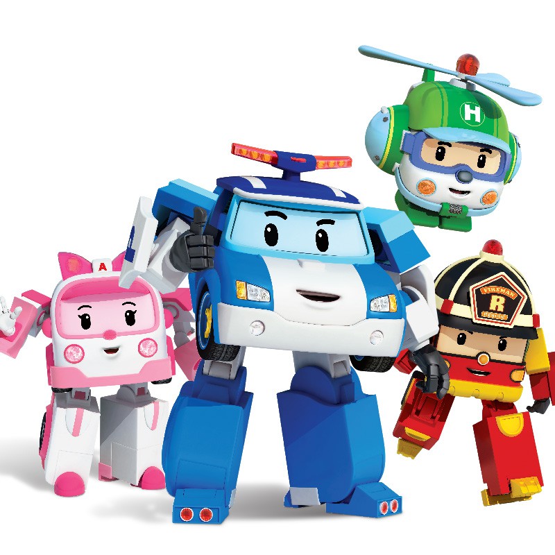 Đồ chơi 4 ô tô biệt đội robocar poli biến hình mô phỏng hình dáng những nhân vật xinh xắn biến hình poly và những người bạn