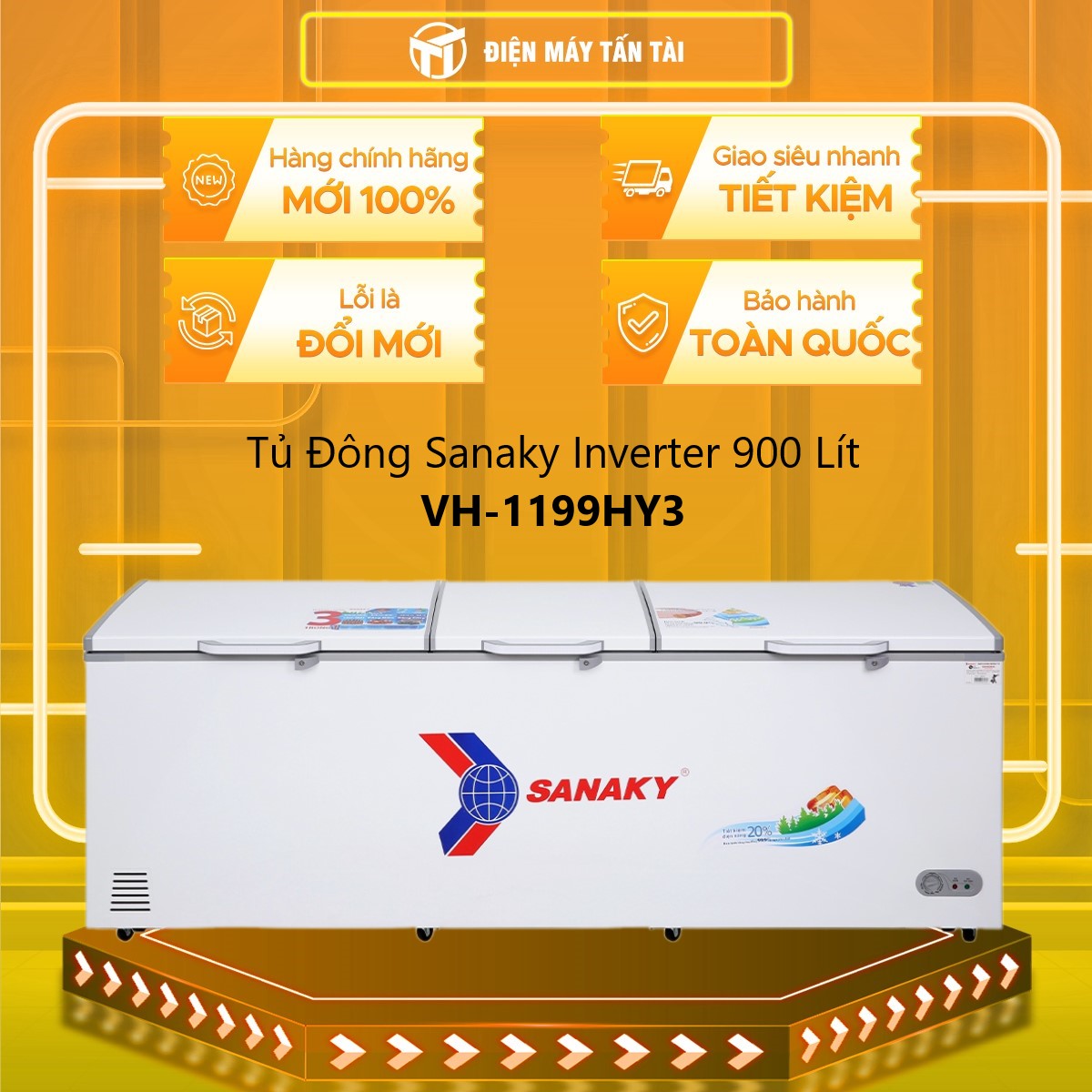 [MỚI 100%] VH-1399HY3 - Tủ Đông SANAKY Inverter 1143 Lít VH-1399HY3