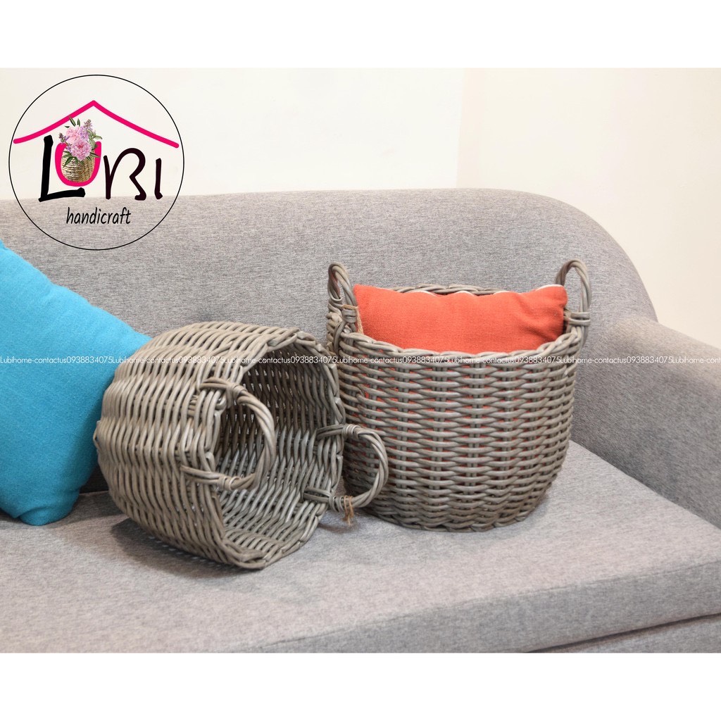 Round Plastic woven baskets - Set of 3