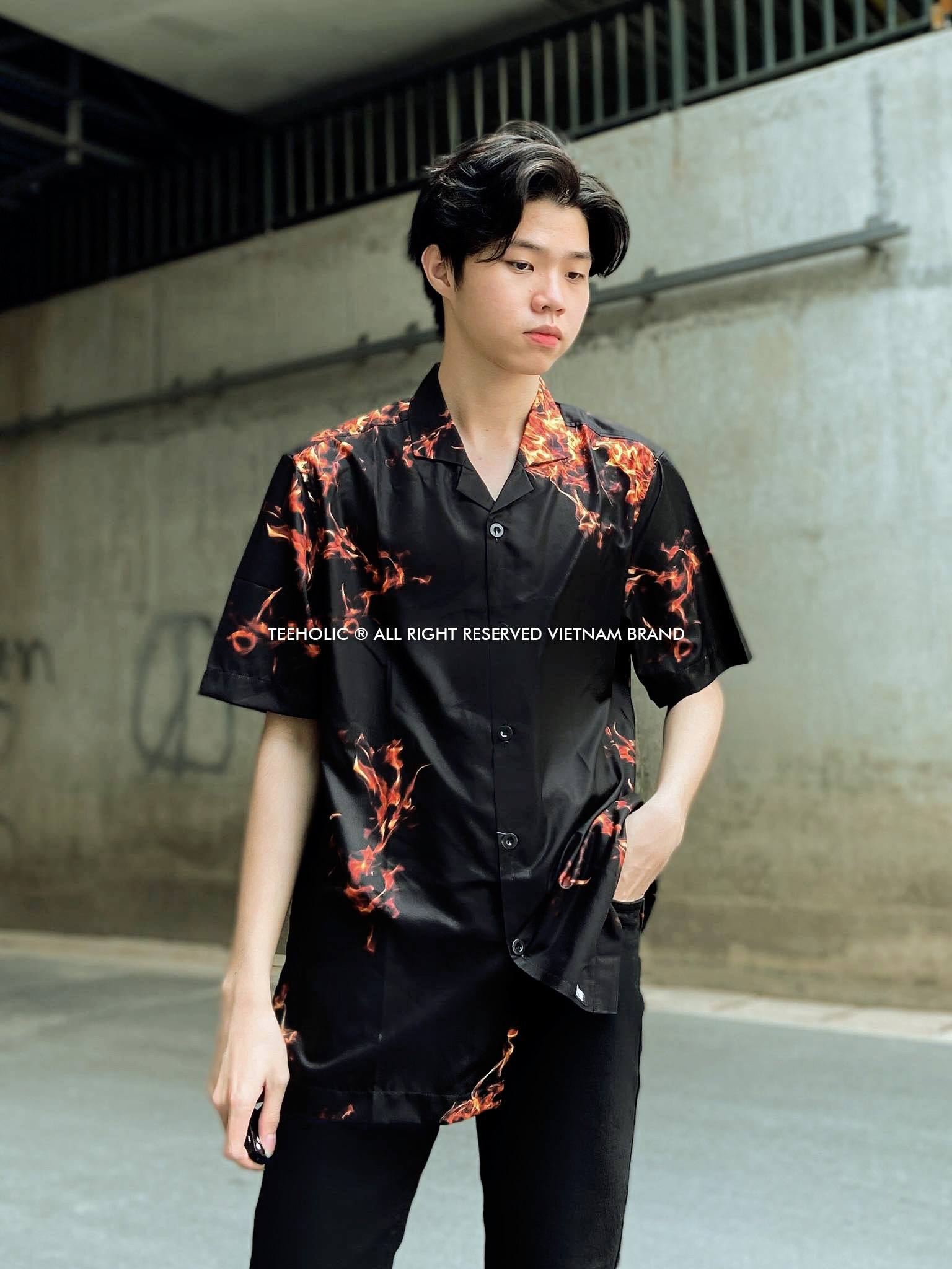 TEEHOLIC Áo Sơ Mi Unisex In Hình Lửa THS