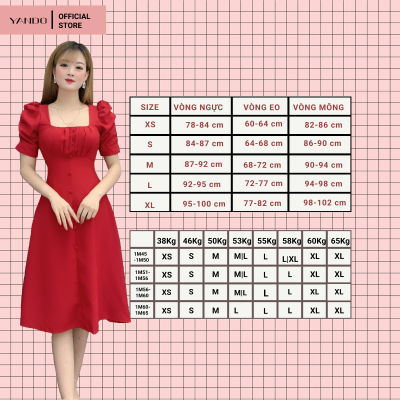 Đầm Nhún Ngực Tay Phồng YANDO DA15