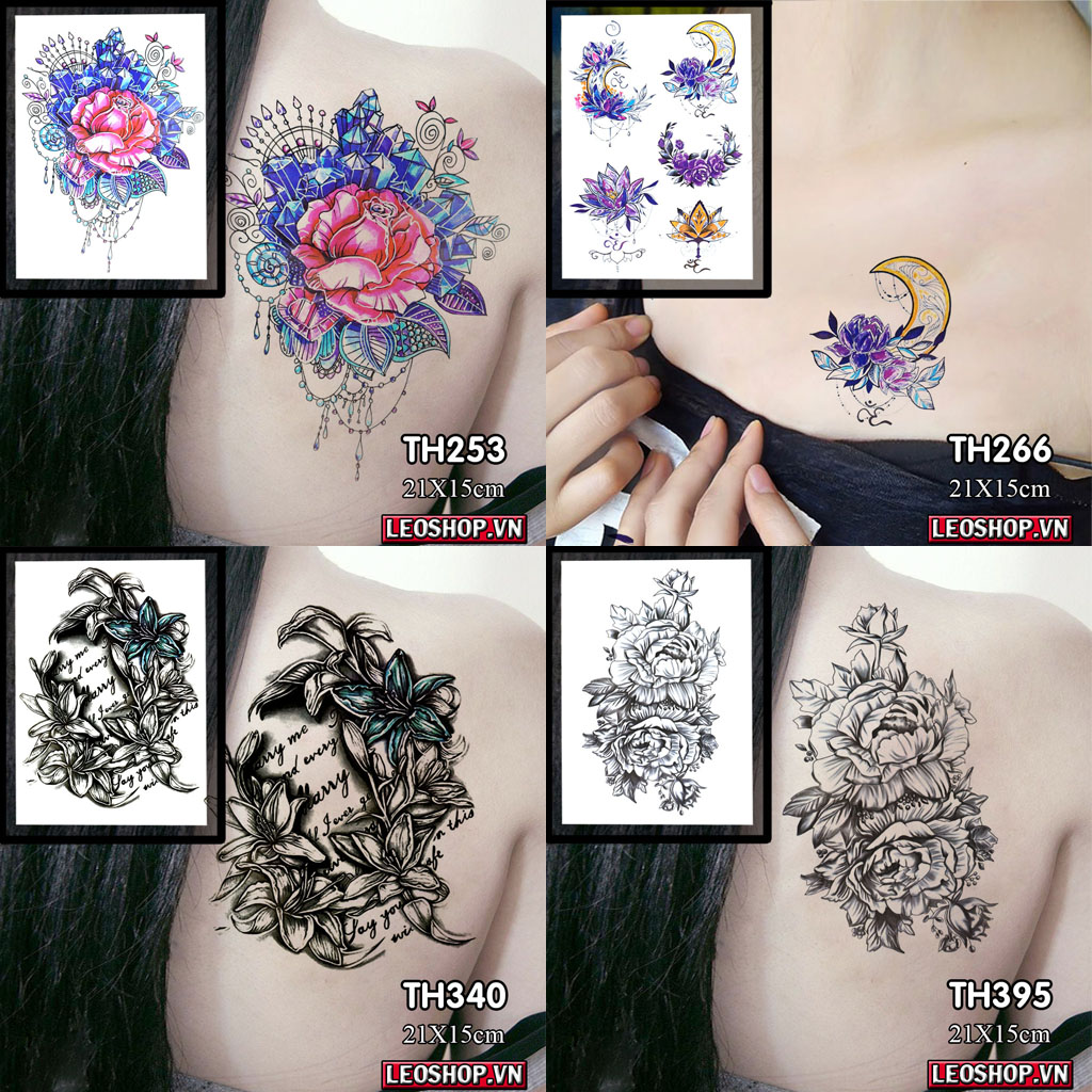Hình Xăm Dán Hoa Bướm Các Loại (21x15cm)