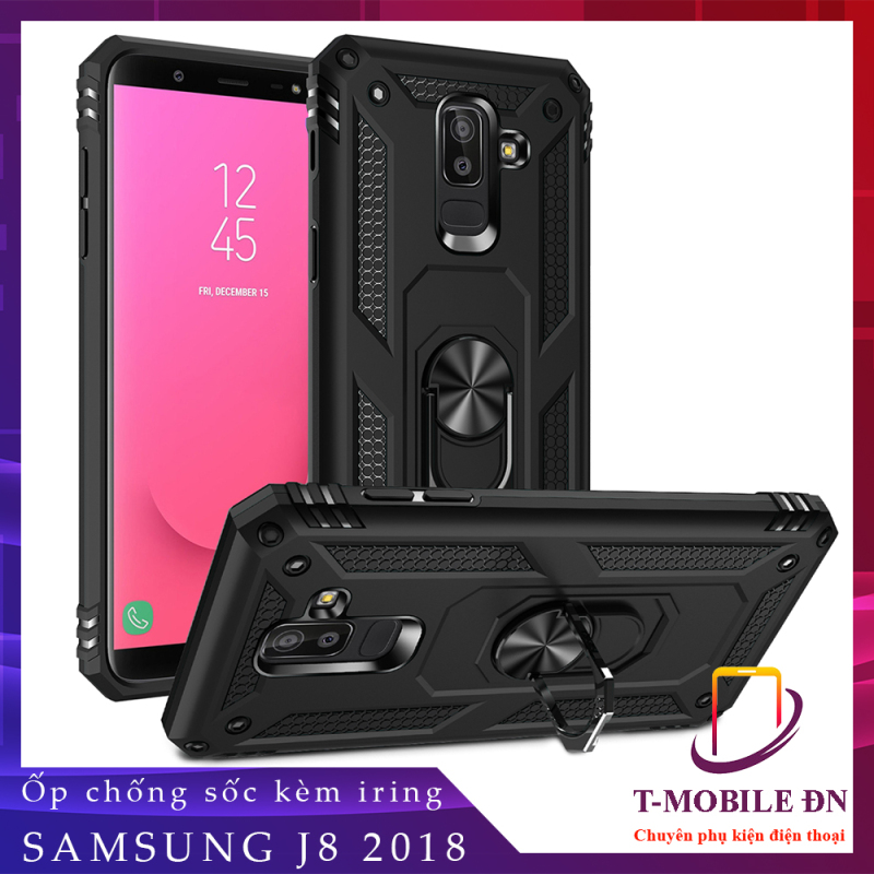 Ốp lưng Samsung J8 2018 chống sốc 2 lớp kèm nhẫn iring làm giá đỡ bảo vệ máy toàn diện chuẩn châu âu