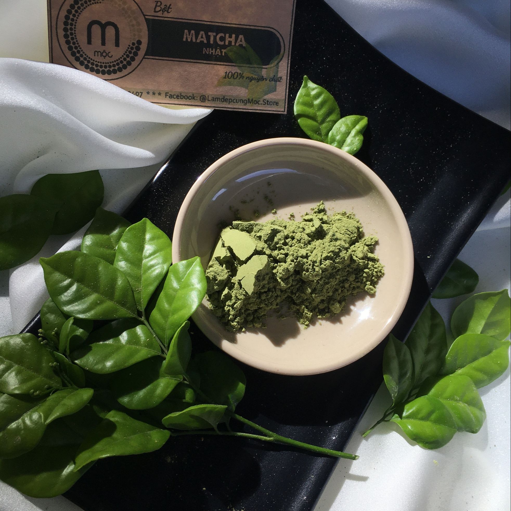 Bột mặt nạ Trà Xanh Matcha MỘC dưỡng da ngăn ngừa mụn mụn giảm thâm nám nguyên chất từ thiên nhiên túi dùng thử 10g, 30g và 100ml handmade
