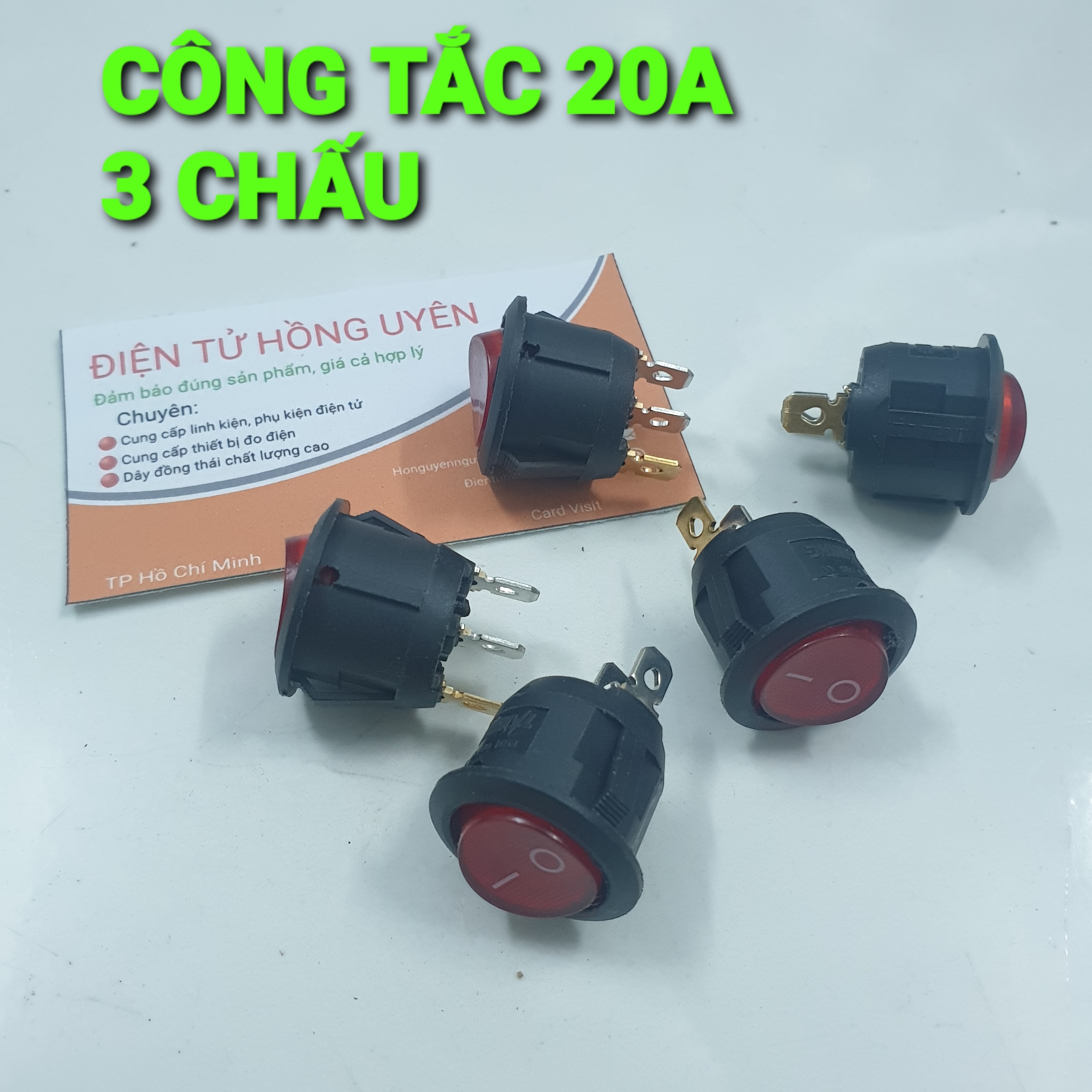 5 Công tắc 3 chấu tròn 20A. Công tắc nguồn chịu dòng cao, chịu áp cao. Công tắc 3 chấu On - Off