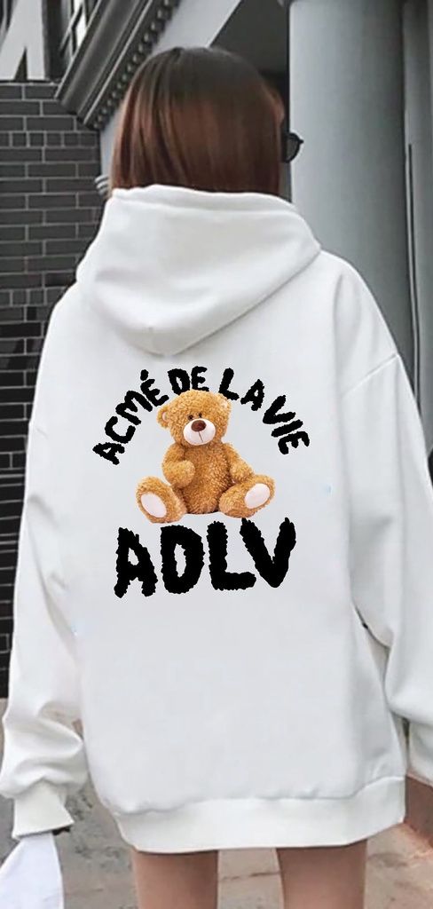 Áo hoodie nam nữ form rộng dày dặn in hình chú gấu ngồi sắc nét giá rẻ