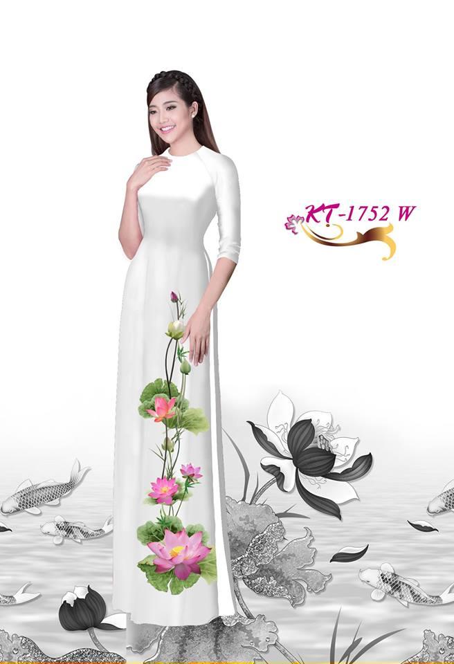 [HCM]Vải Áo Dài 3d bộ In Hoa Sen