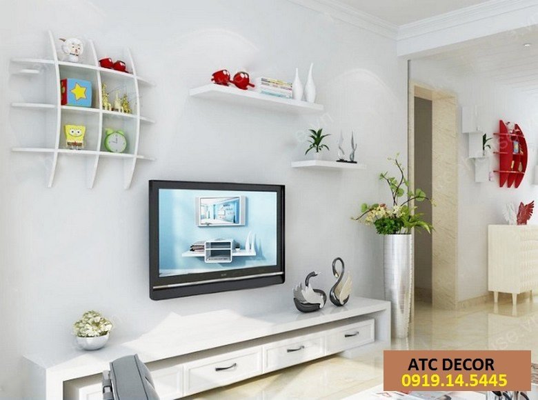 [HCM]Kệ gỗ trang trí kiểu mai rùa phong cách DC07