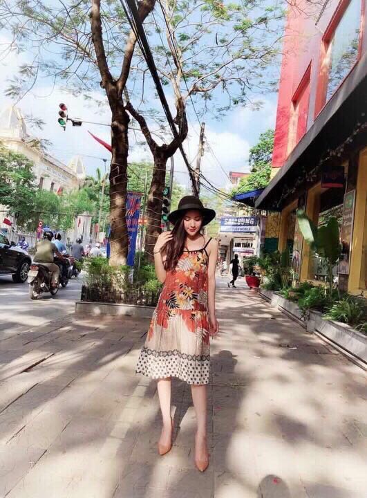 Váy lanh 2 dây quả dứa