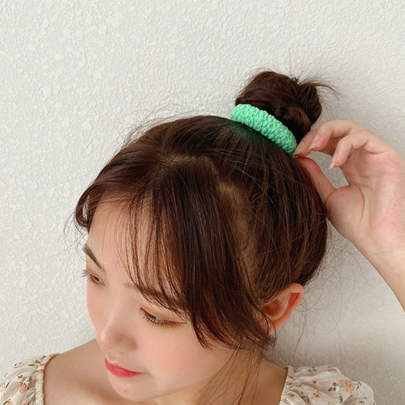 Cột tóc thun mềm màu dạ quang - Set 05 thun