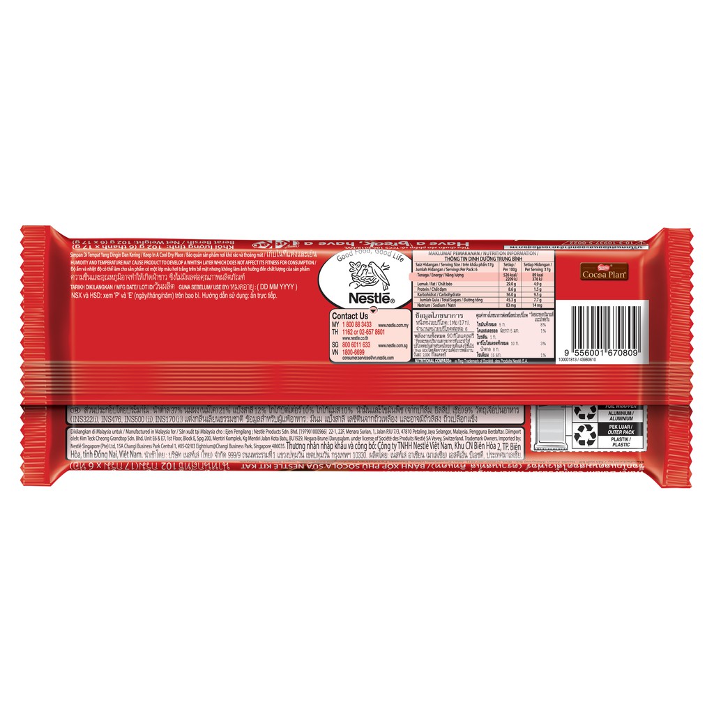 SOCOLA KITKAT GÓI 6 THANH 2F - 6 x 17G - Date 2025