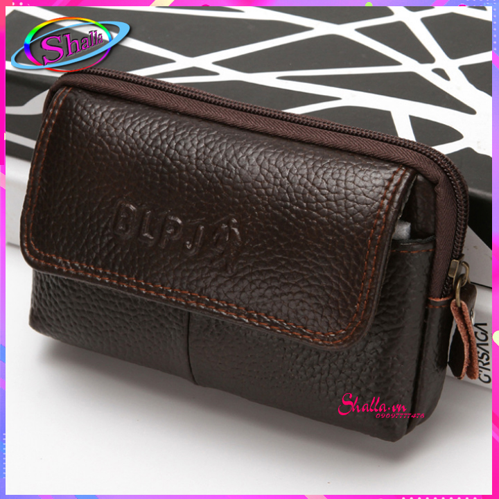 Bao da cao cấp đựng điện thoại đeo hông thương mại Zipper hai lớp 6.3 inch CXV33 Shalla