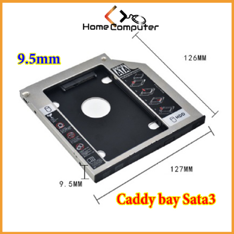 Caddy Bay Sata3 Cho SSD Và HDD 2,5” - Vỏ Nhựa – Size: 9.5mm – Khay Ổ Cứng Thay Thế Ổ DVD