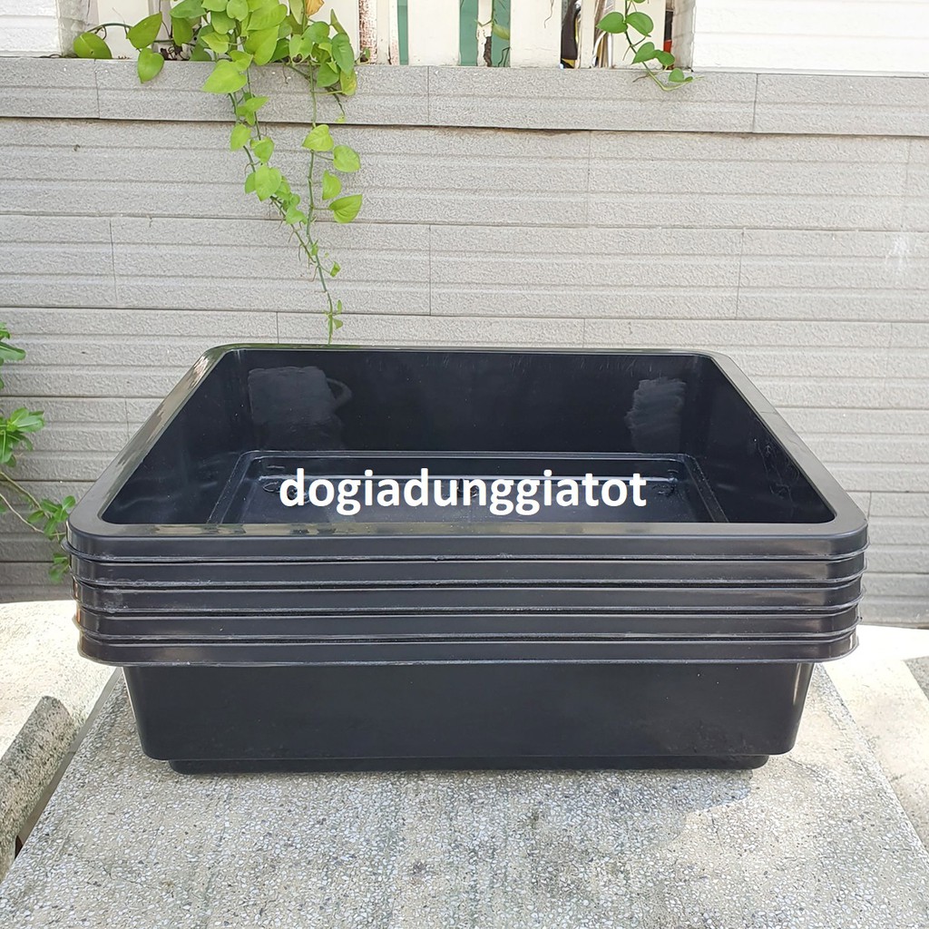 Bộ 05 khay nhựa cứng màu đen trồng rau mầm, rau ăn lá size 42x38x11cm-Đồ Gia Dụng Tại HCM