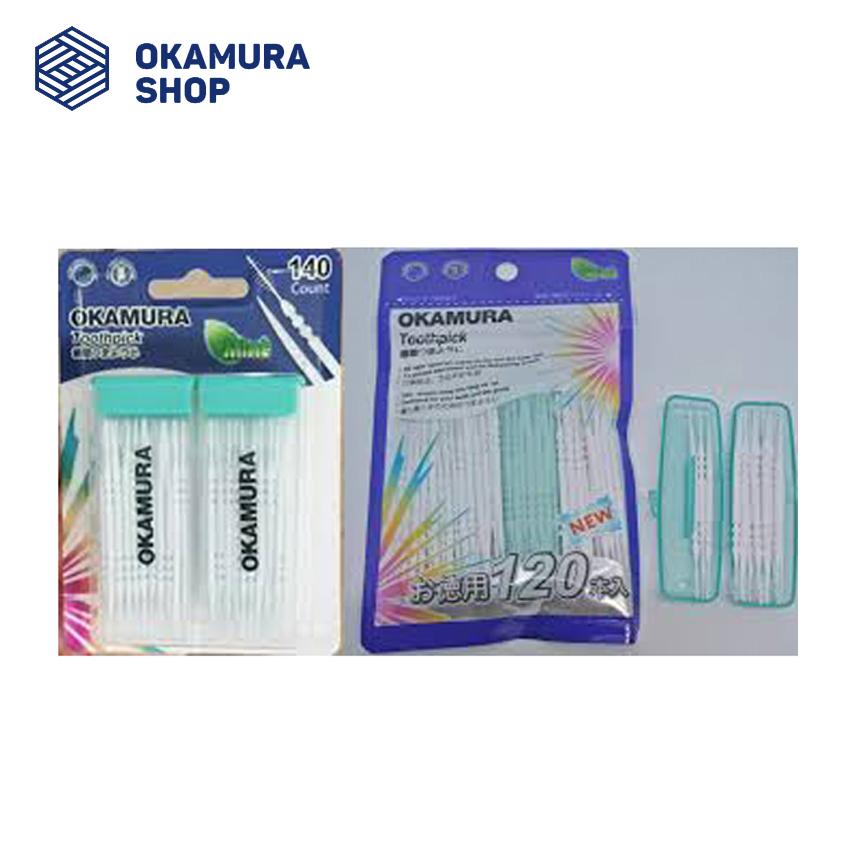 [HCM]Combo 1 gói Tăm Nhựa cao cấp Okamura 120 cây và hộp 140 cây