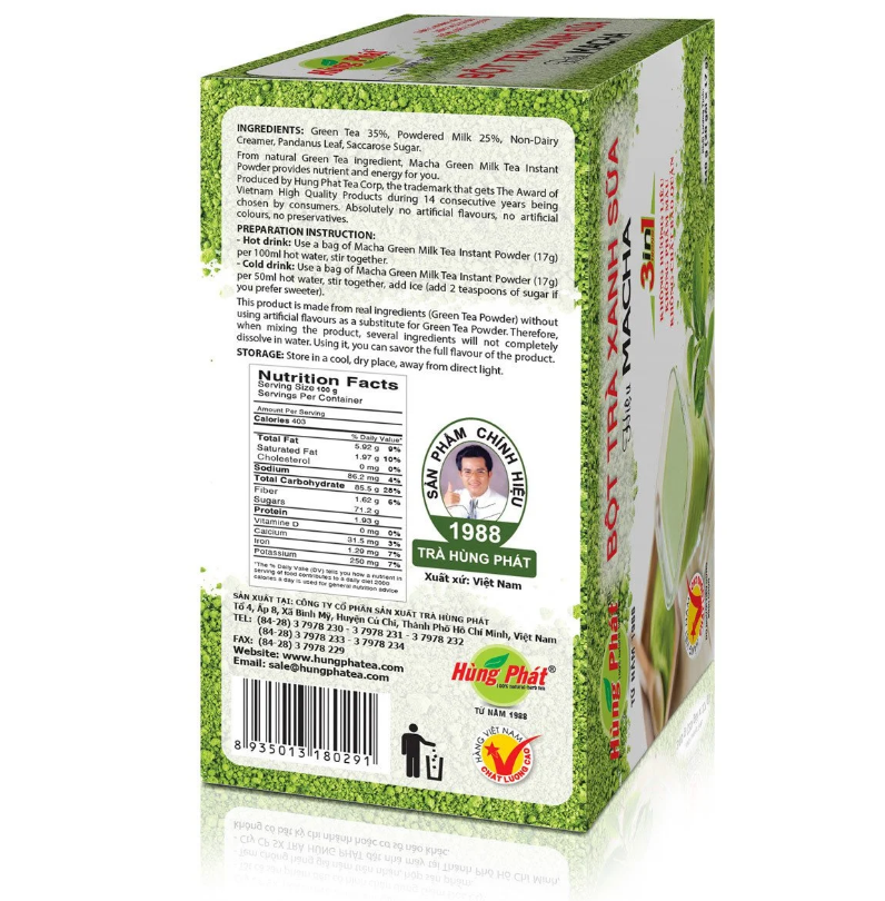 [THỨC UỐNG DINH DƯỠNG] Bột Trà Xanh Sữa Hiệu Macha - Trà Hùng Phát