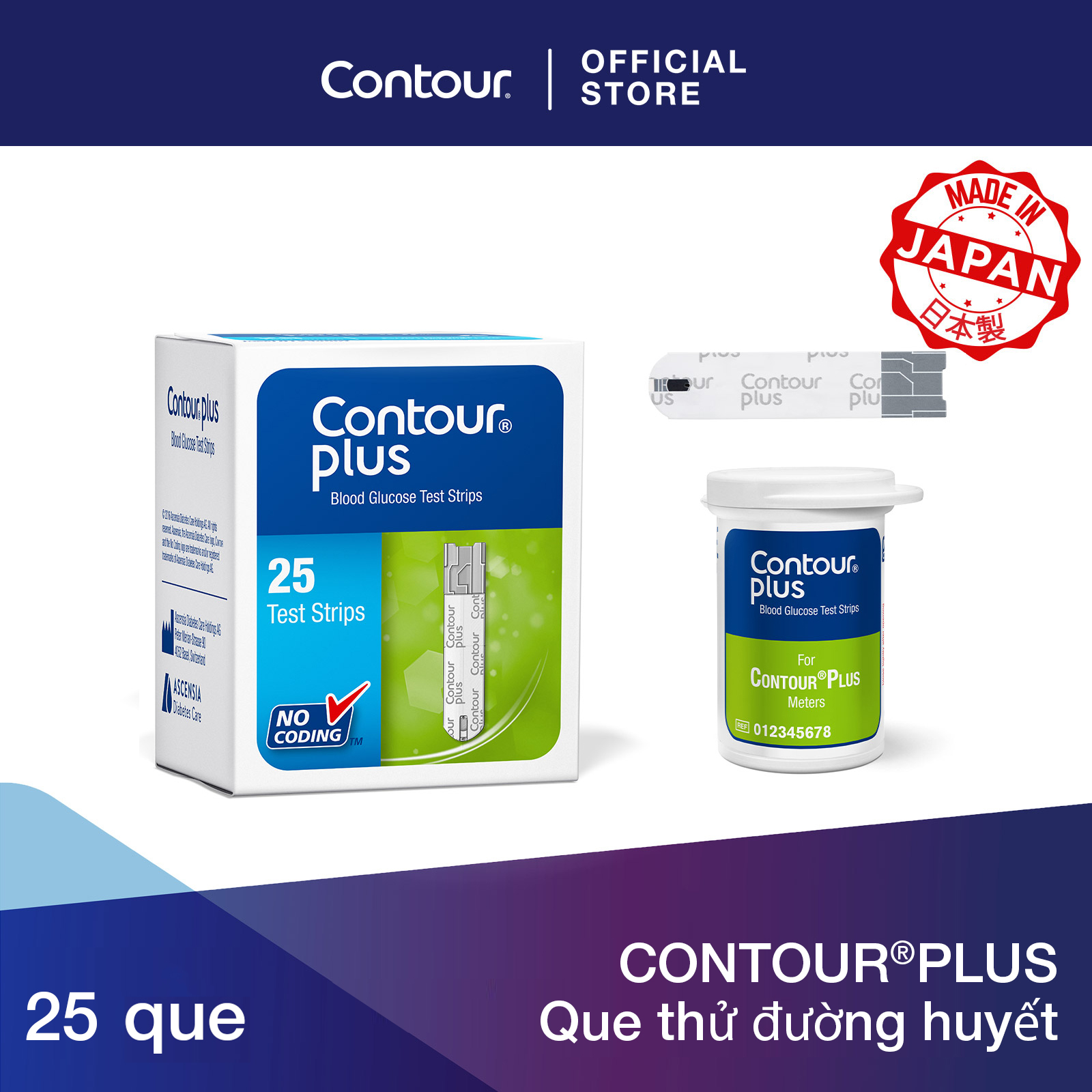 CONTOUR®PLUS Que thử đường huyết 1x25’ cái
