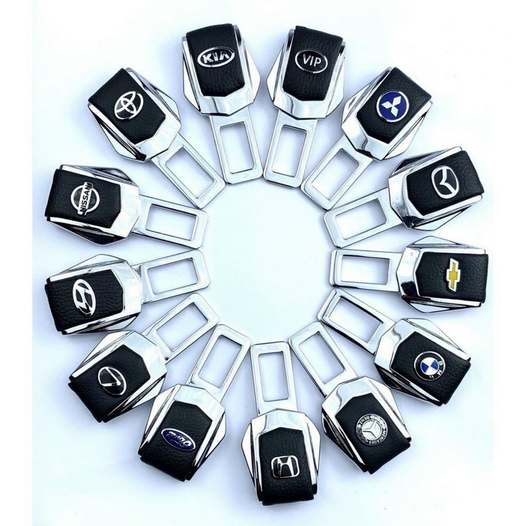 Đai ngắt chuông cảnh báo an toàn ô tô bọc da cao cấp in logo Hãng