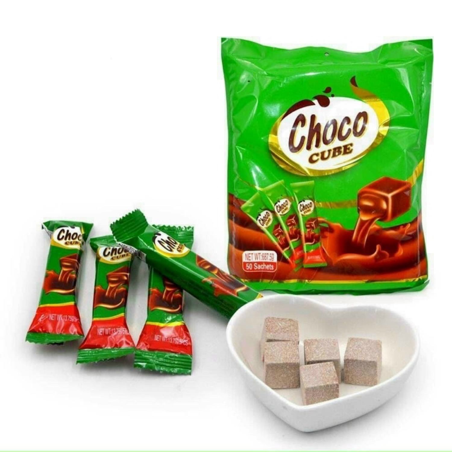 1 Bịch 50 Gói Kẹo Choco Cube (mỗi thanh 5 viên tổng gói 100 viên)