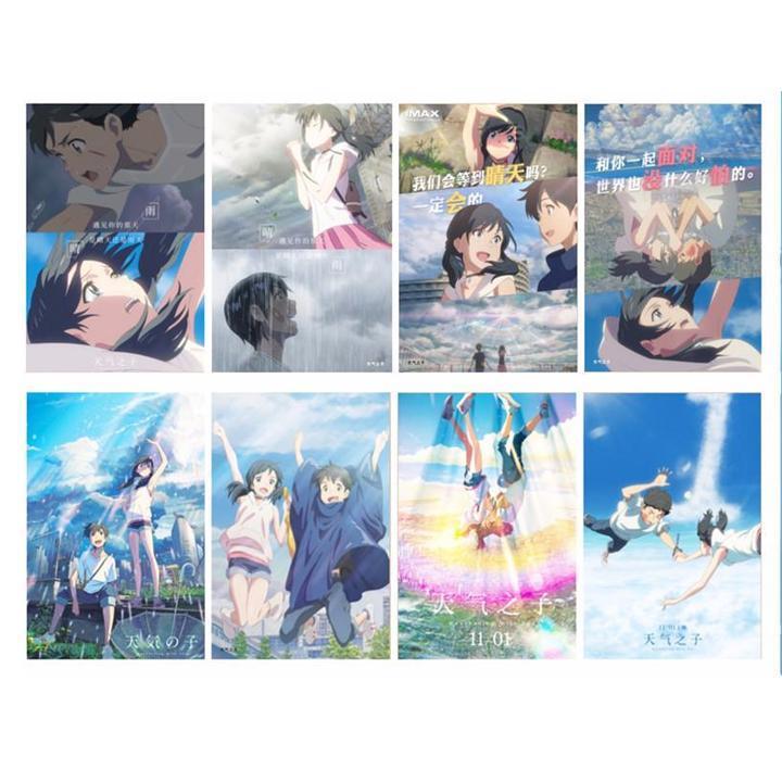 Poster Tenki no Ko Đứa con thời tiết tranh treo album ảnh in hình anime chibi 8 tấm