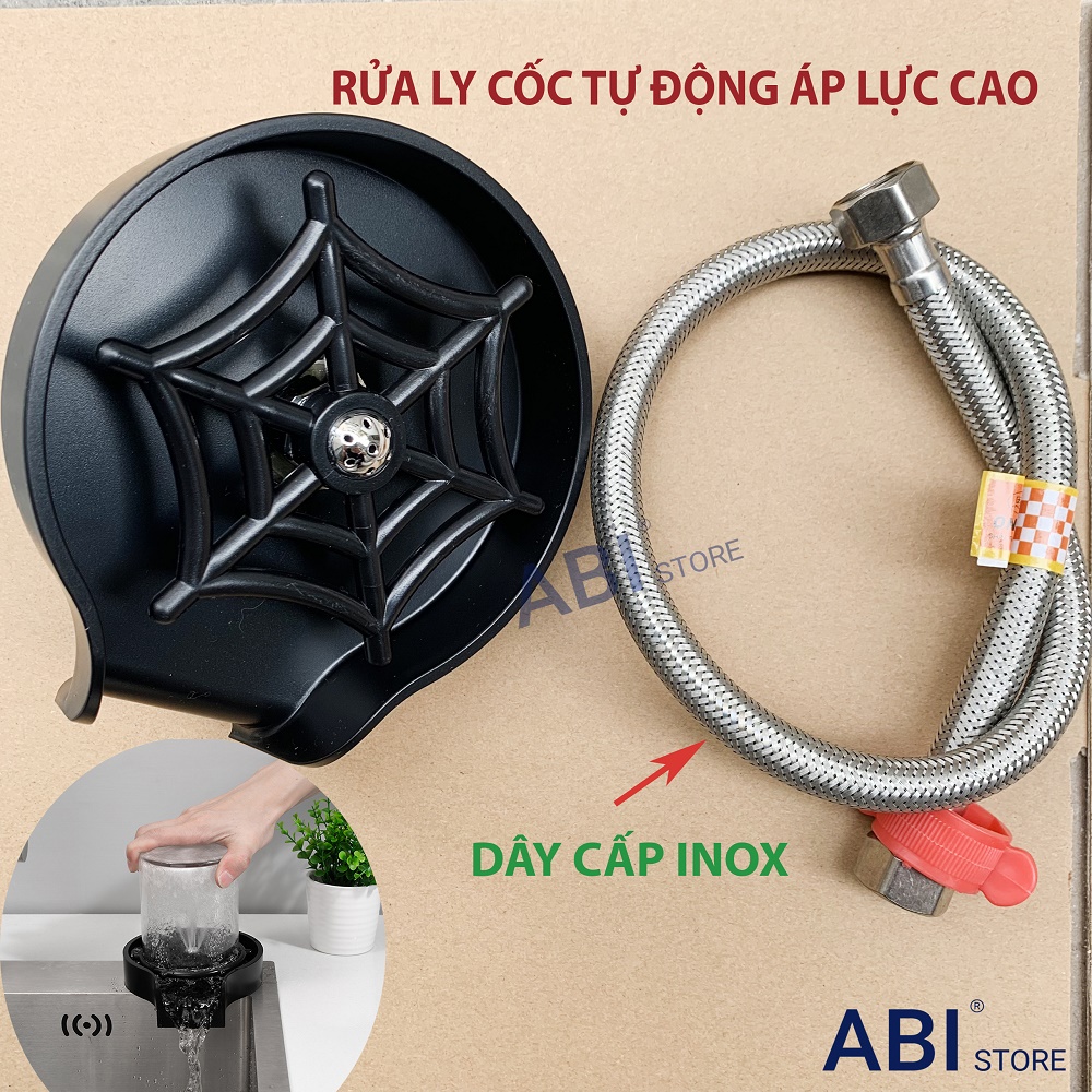 Rửa ly cốc tự động gắn bồn chân đồng, Bộ rửa cốc chén áp lực nước mạnh, bộ dụng cụ rửa ly thông minh quầy bar, gia đình