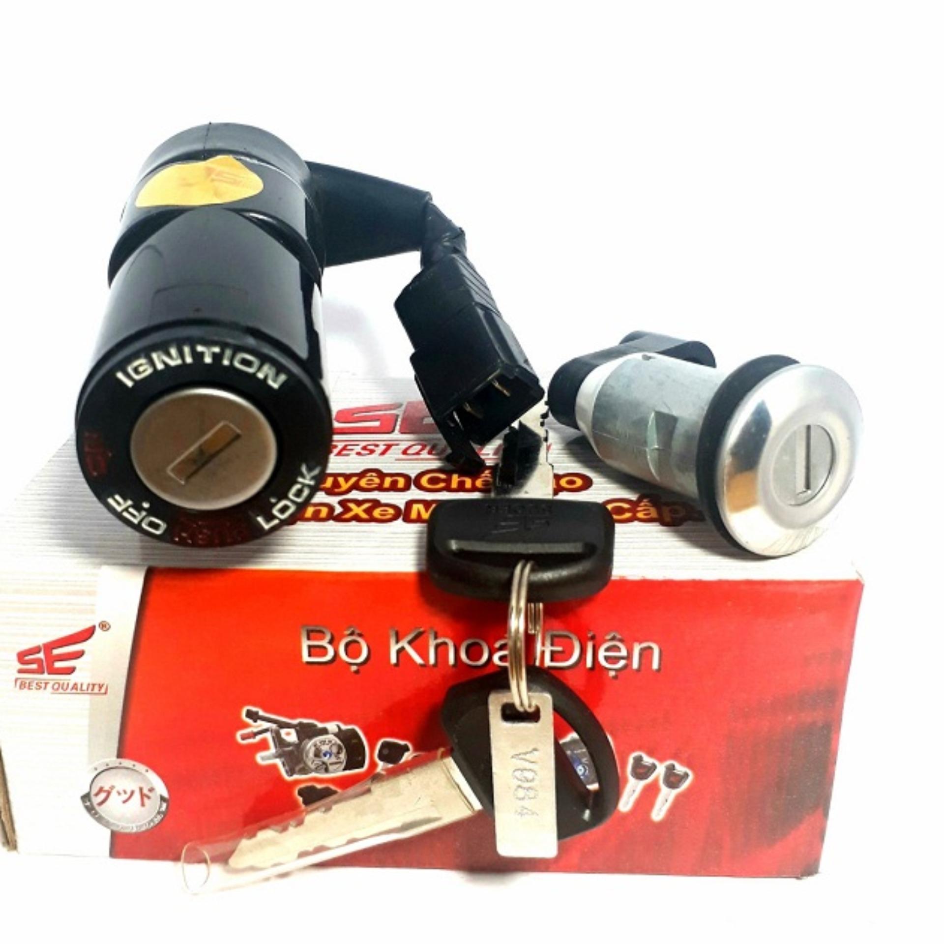 Bộ ổ khóa xe máy  DREAM 110CC 2 CẠNH SE ( khóa điện và khóa yên)