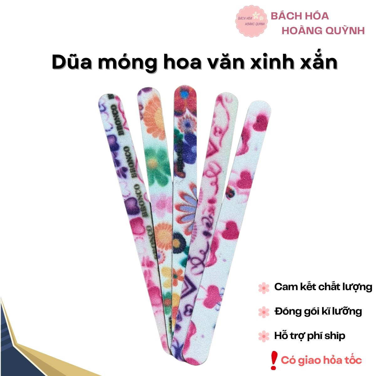 Combo 5 cây dũa  móng tay,móng chân 2 mặt hình hoa dễ thương.