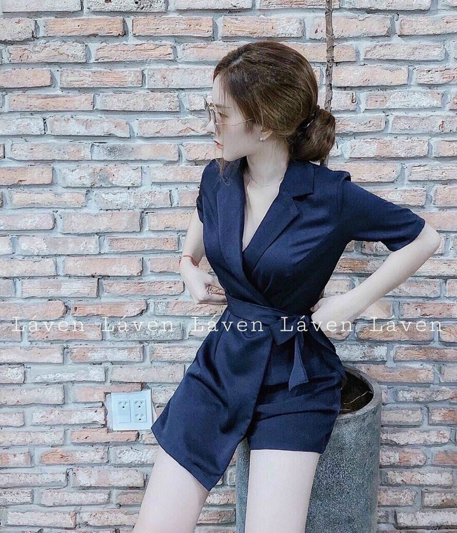 Jum nữ đi chơi cổ vest tay ngắn cột nơ eo #jumcovest