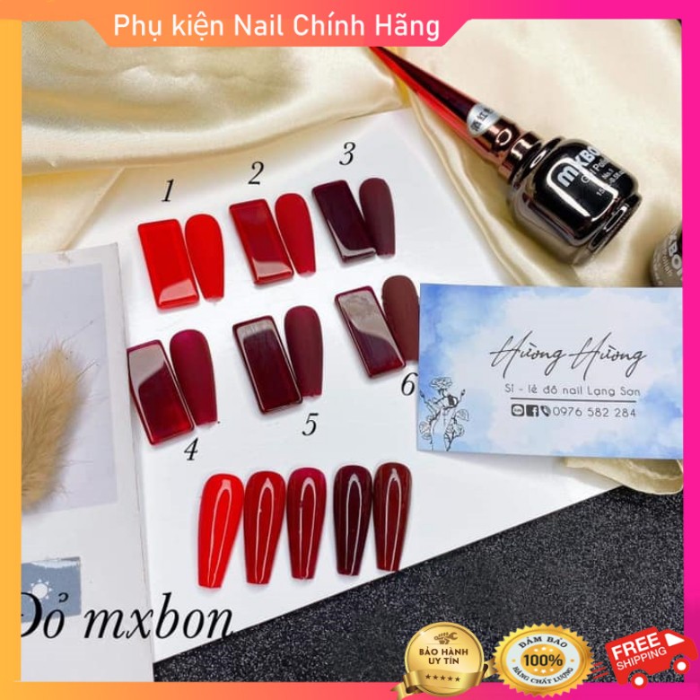 Sơn gel mxbon màu đỏ, set sơn móng tay màu đỏ đô