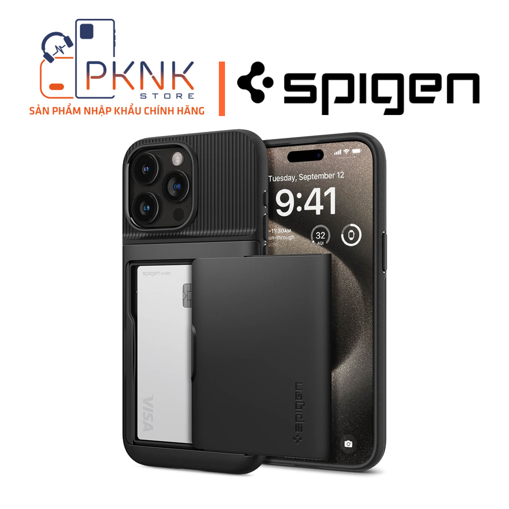 Ốp Lưng Spigen Slim Armor CS iPhone 15 Pro 15 ProMax - Black