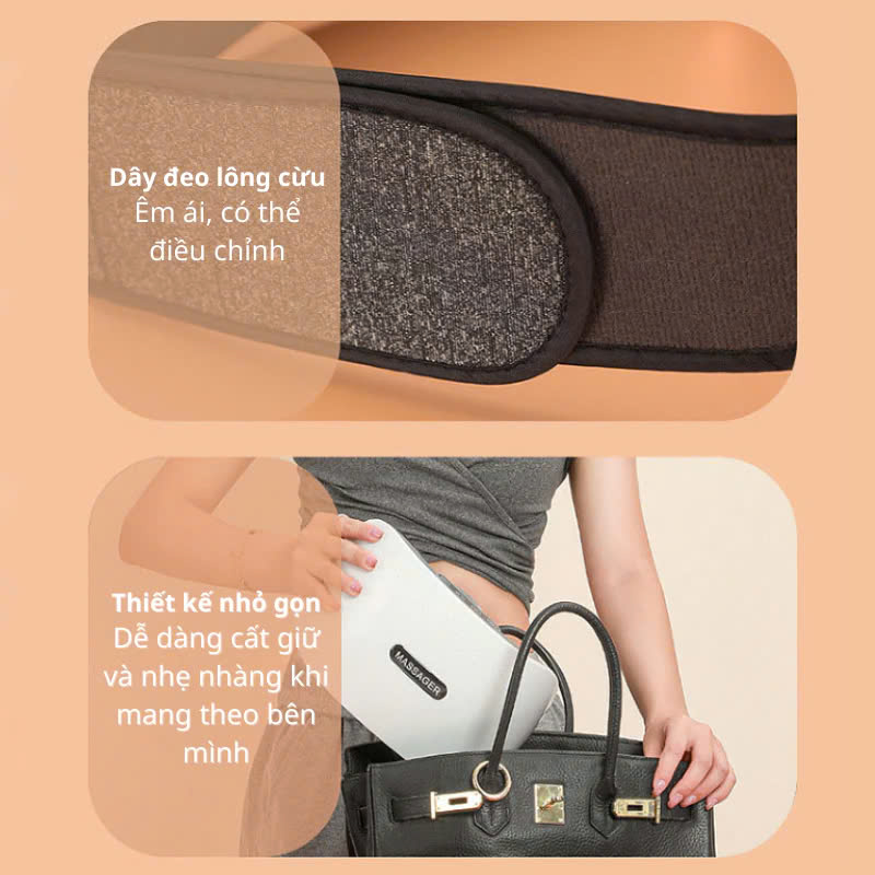Máy Massage Bụng Giam Mỡ, Đai Massage Đánh Tan Mỡ Bụng Cao Cấp Có Đèn Hồng Ngoại Tích Hợp Đá Nóng Hymalaya Giúp Giảm Mỡ