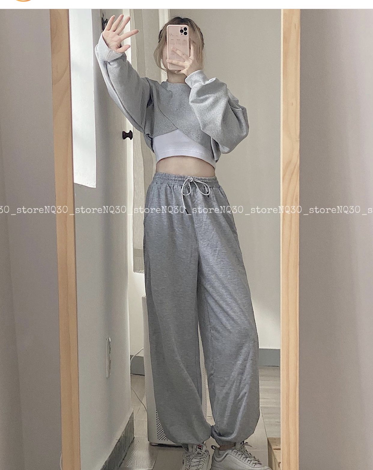 Set Quần Jogger Trơn + Set 2 Món Áo Croptop Đắp Chepo