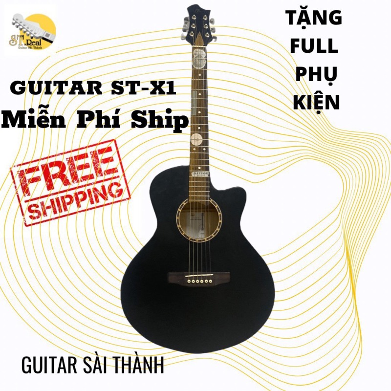 (Miễn Phí Ship) Đàn Guitar Acoustic chính hãng ST.Real X1 gỗ nhập khẩu cao cấp có ty chỉnh cần, bảo hành 3 năm + Tặng kèm Full bộ quà tặng