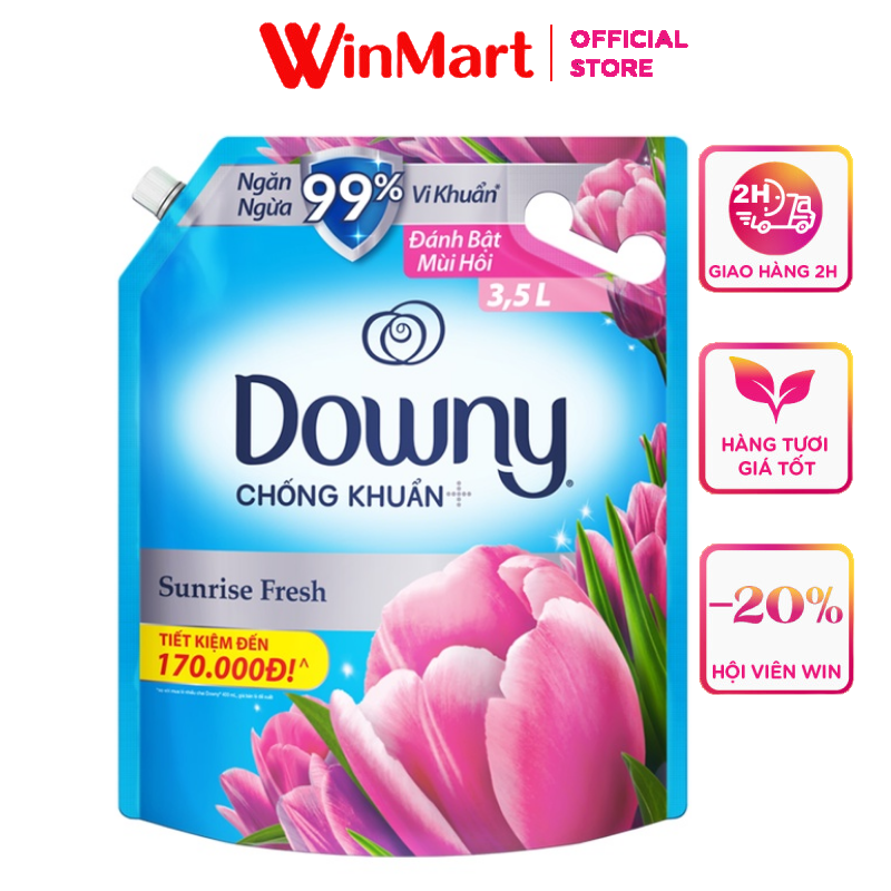 - Nước xả vải Downy hương nắng mai túi 3.5 lít
