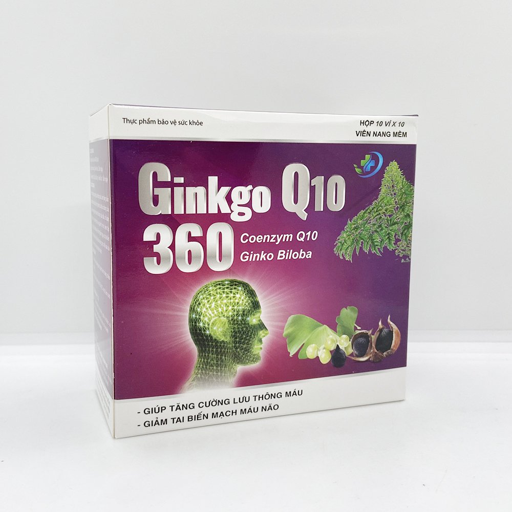 Hoạt huyết dưỡng não GINKGO Q10 360 nattokinase giảm đau đầu hoa mắt chóng mặt - 100 viên