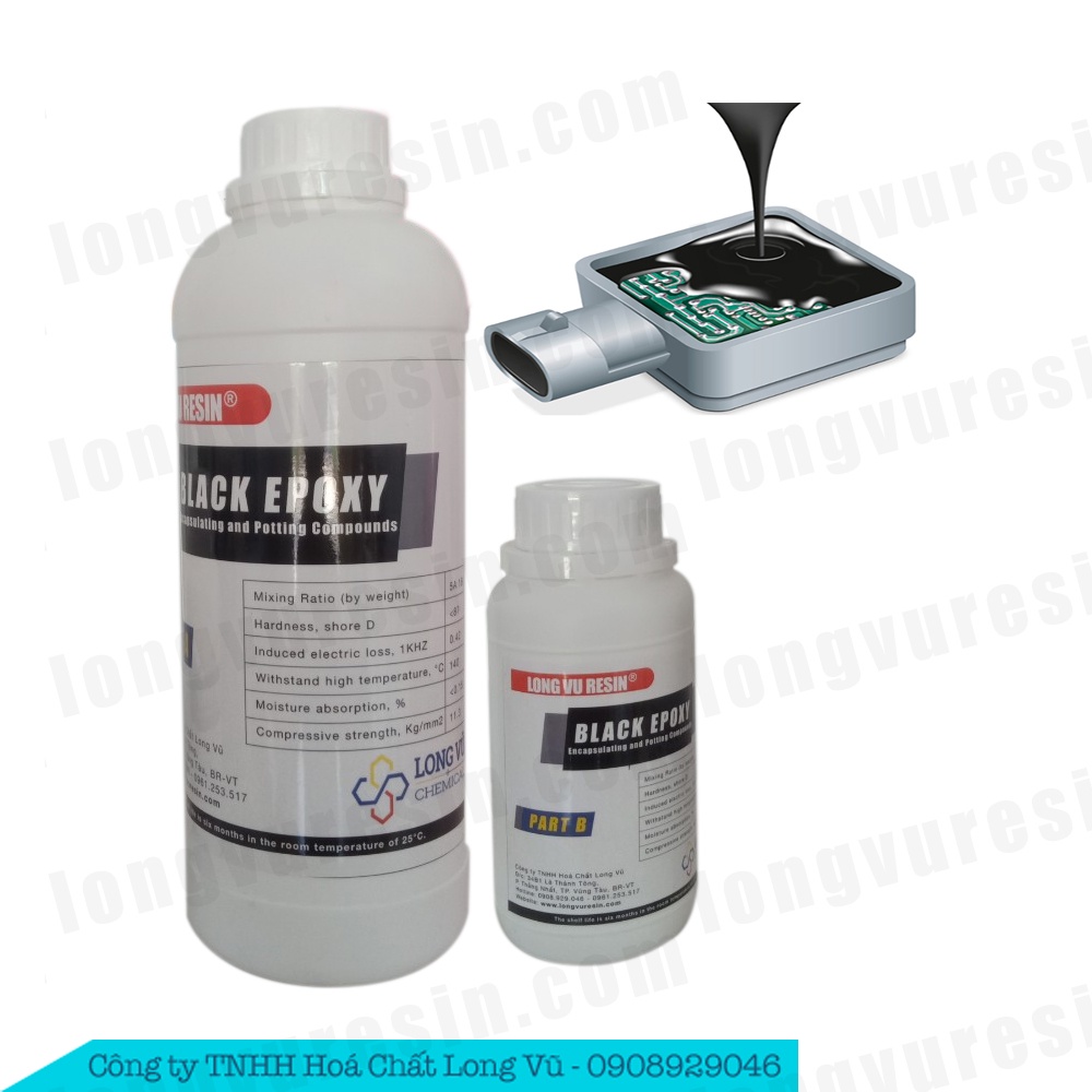 Black Epoxy AB 51AB 1KG [830G A & 170G B]- Keo phủ mạch điện tử