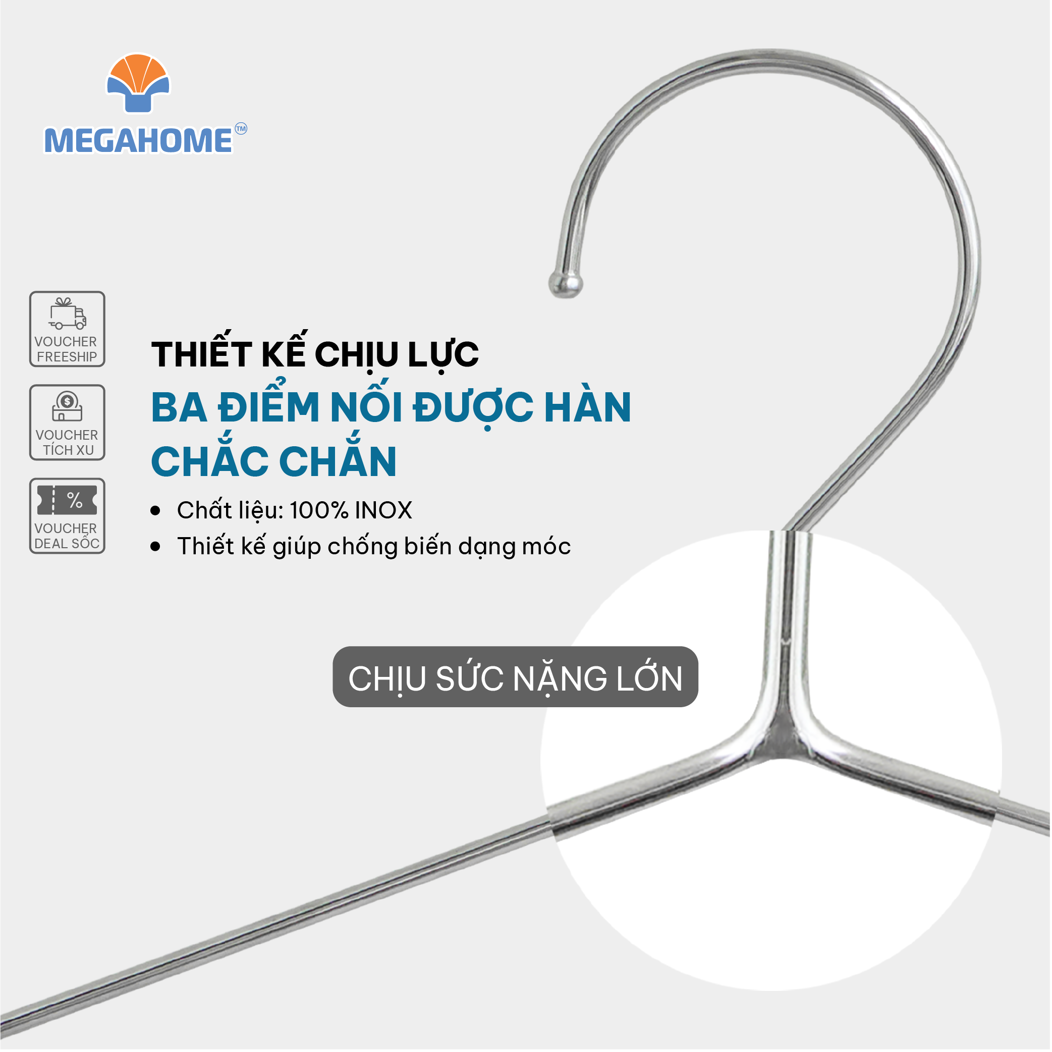 Bộ 20 móc inox  cao cấp Megahome