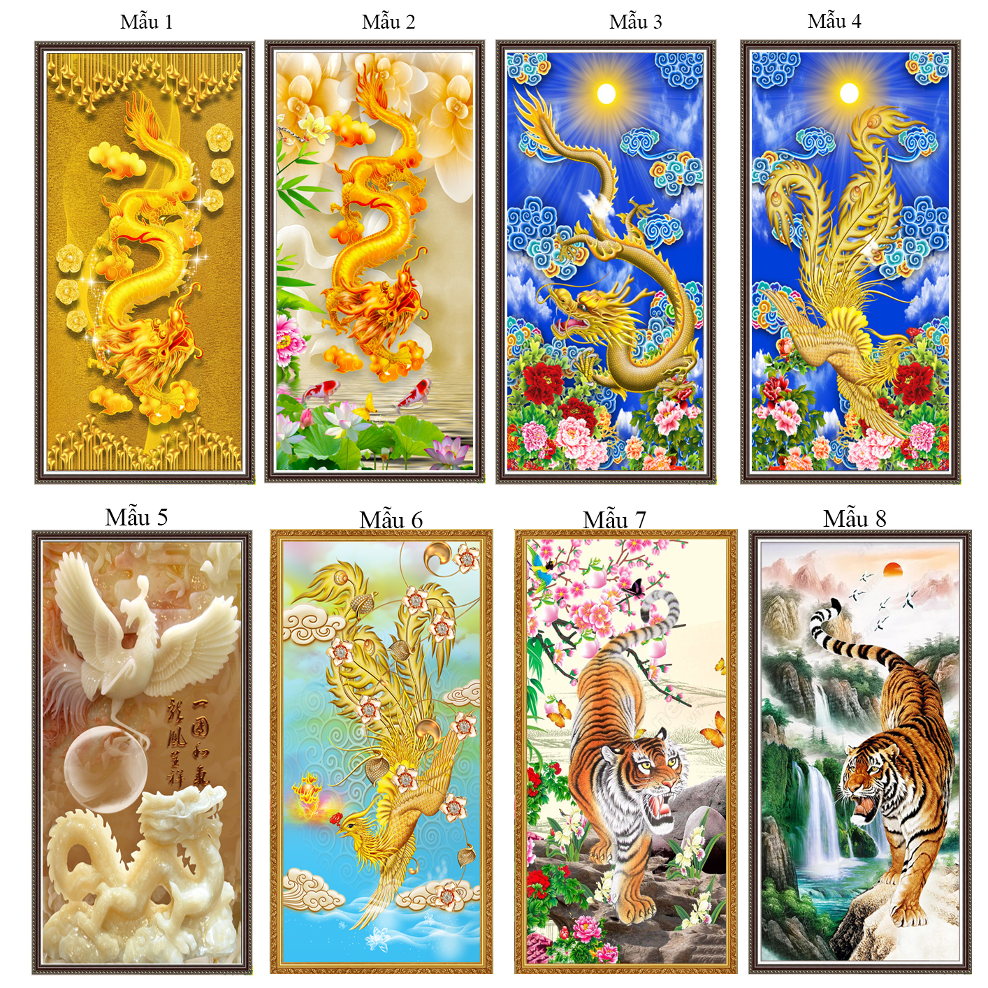 Tranh dán tường Rồng, Hổ, Phượng Hoàng