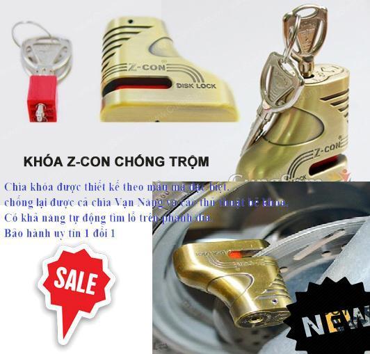 Ổ khóa đĩa xe máy chống trộm Zcon, Khoá đĩa báo động, Khoá thắng đĩa xe máy chống cắt thông minh, Độ an toàn tuyệt đối. Bh 1 Đổi 1