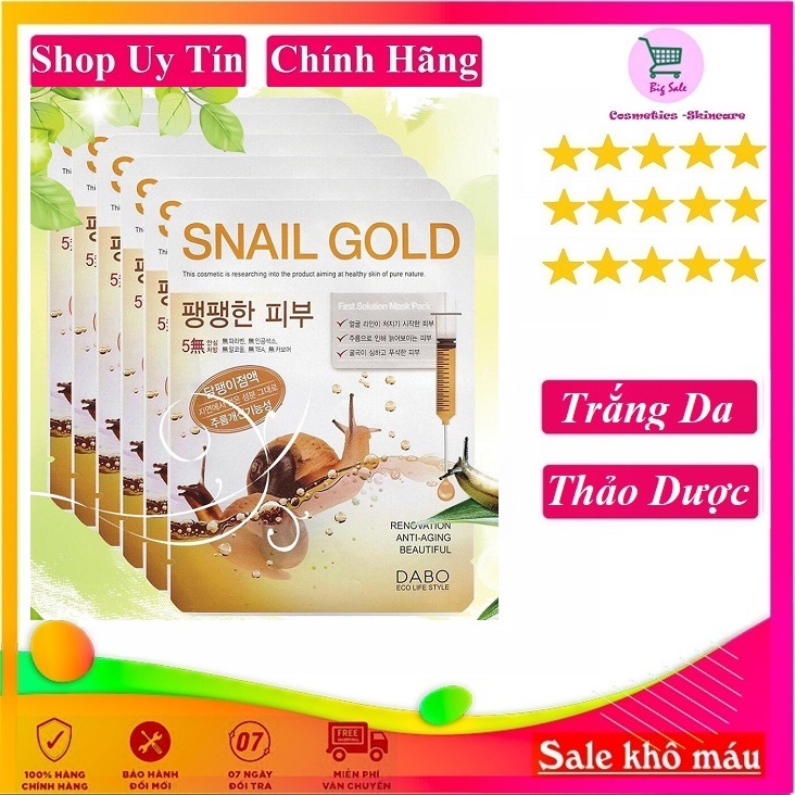 Bộ 10 miếng Đắp mặt nạ DABO Ốc Sên cao cấp Hàn Quốc