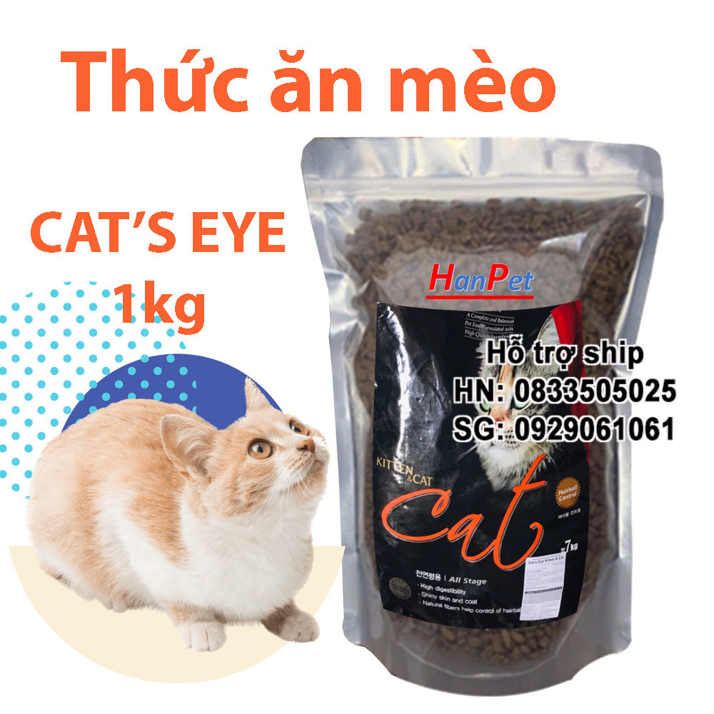 Hanpet - (Gói chiết 1kg) Thức ăn mèo hạt Me-o CATSRANG Cat eye hạt cho mèo