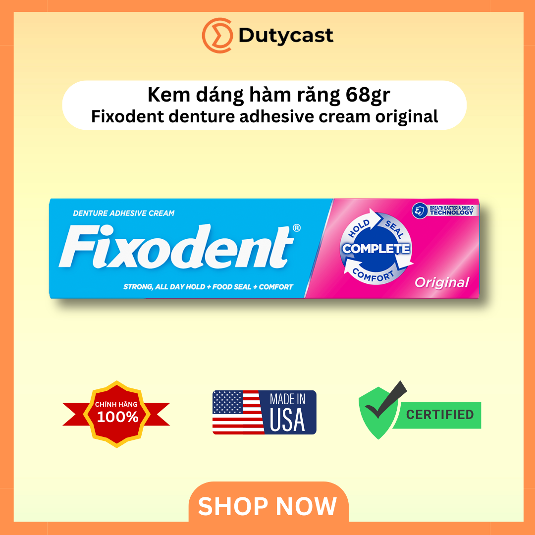 [HÀNG MỸ] Keo dán hàm răng giả Fixodent Denture Adhesive Cream Original 68gr