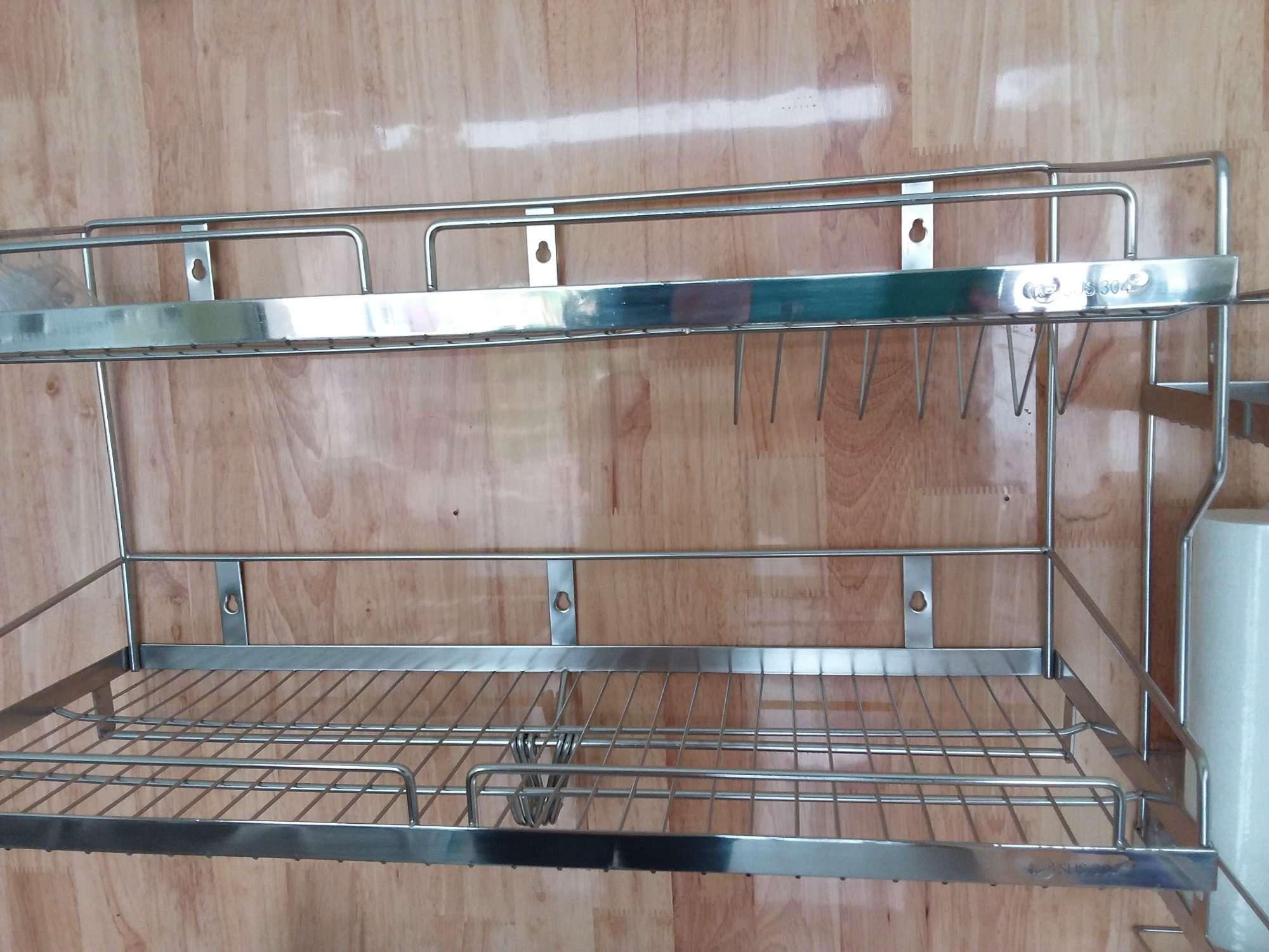 Kệ treo, kệ chén 2 tầng inox 304 28×80
